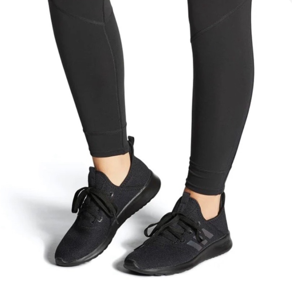 Adidas women’s cloud foam pure black slip-on athletic shoes, size 8. EUC. - Picture 4 of 10